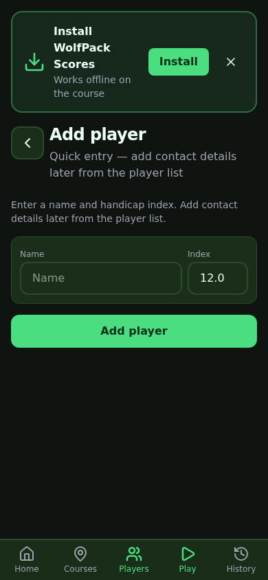 Add player form