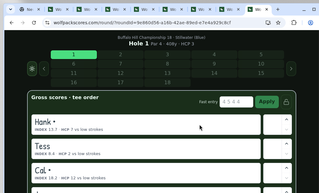 Hole 1 live round